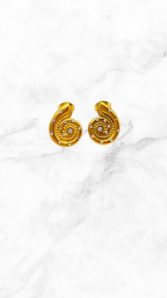 Arete Caracol Mini Zirconias Acero