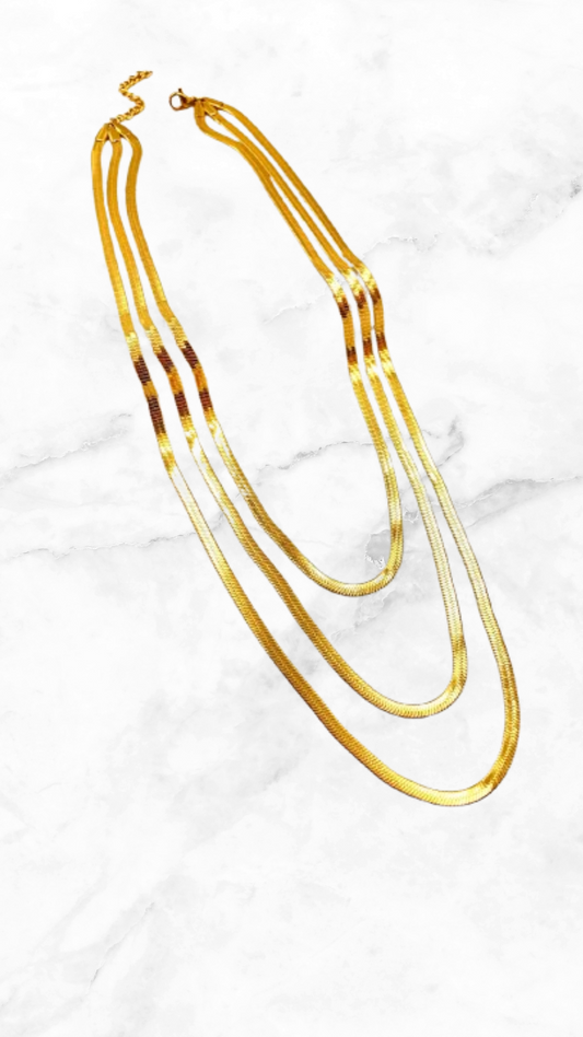 Cadena Layers Triple Snake Dorada Acero