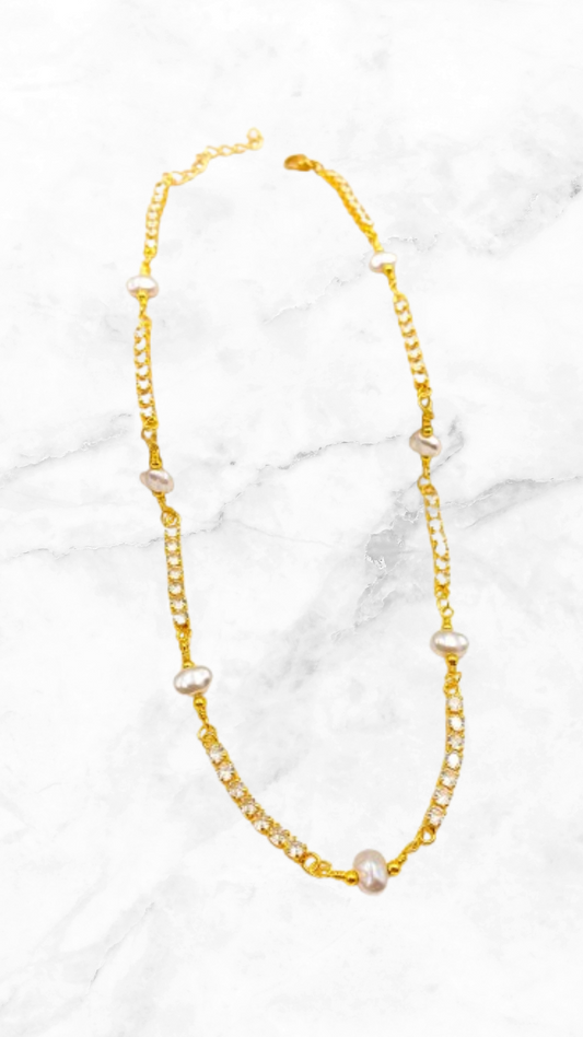 Choker Zirconia y Perla Sintética