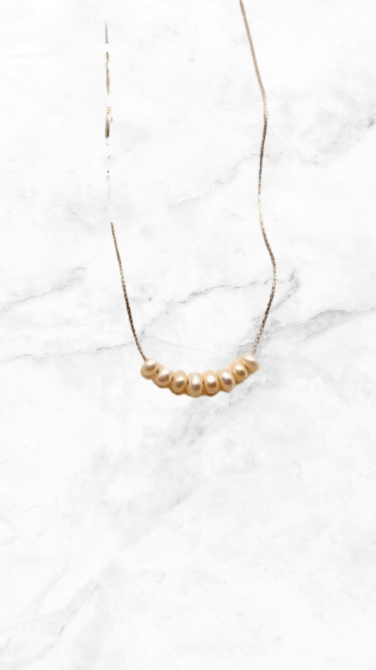 Collar Plateado Perlas Mini Acero