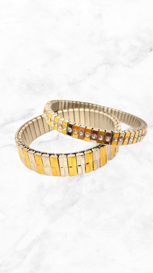 Pulsera Barritas Bicolor Acero (1 pieza, la pieza de abajo)